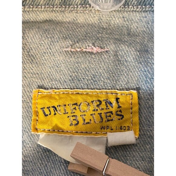Vintage Uniform Blues Classic 70's Light Wash Denim Jacket Pink Stitching Womens - Picture 4 of 9